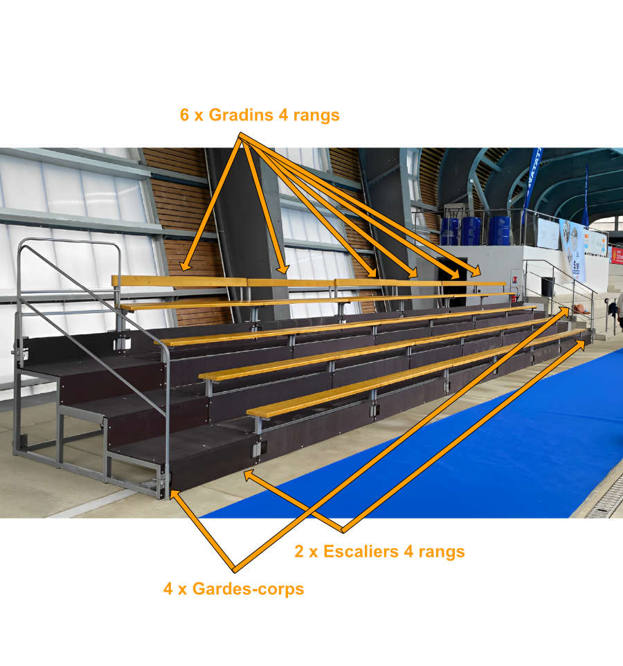 Exemple d'un assemblage de gradins